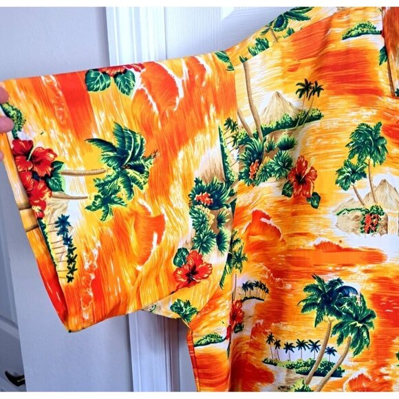RIMA Men's 3XL Multicolor Tropical Floral Orange Hawaiian Aloha S/S Shirt - Picture 5 of 7